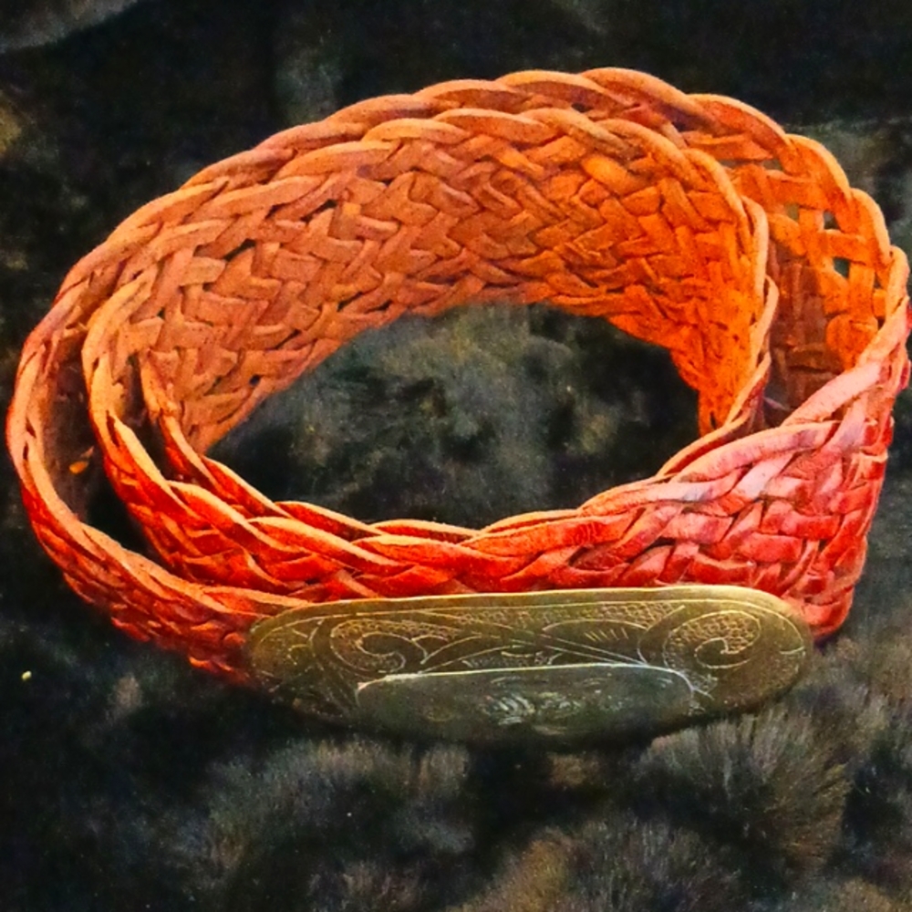 Moroccan Leather Belt with Sterling and Bronze (Copper?) Buckle boho - Picture 8 of 9